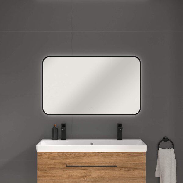 Villeroy & Boch zrcadlo 100x60 cm obdélníkový s osvětlením černá A4901000