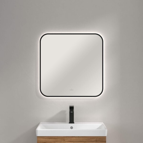 Villeroy & Boch zrcadlo 60x60 cm čtvercový s osvětlením černá A4906000
