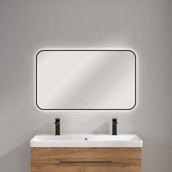 Villeroy & Boch zrcadlo 100x60 cm obdélníkový s osvětlením černá A4901000