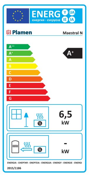 PLAMEN Maestral N, Litinová kamna na dřevo, 6,5 kW, Hnědá, Třída A+, Ø 120 mm