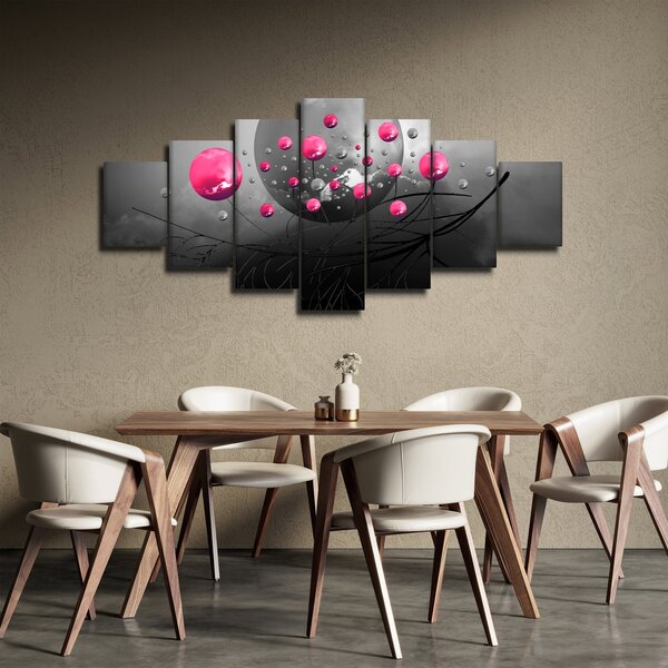 Obraz růžových abstraktních koulí (210x100 cm)