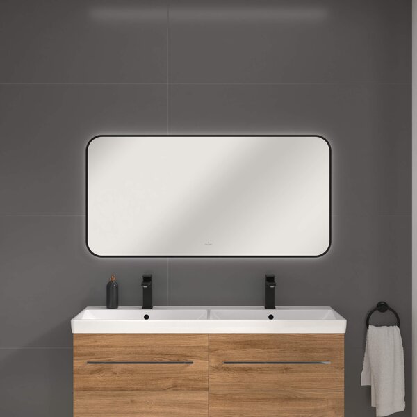 Villeroy & Boch zrcadlo 120x60 cm obdélníkový s osvětlením černá A4901200