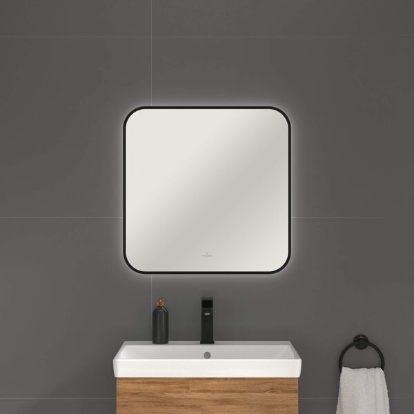Villeroy & Boch zrcadlo 60x60 cm čtvercový s osvětlením černá A4906000