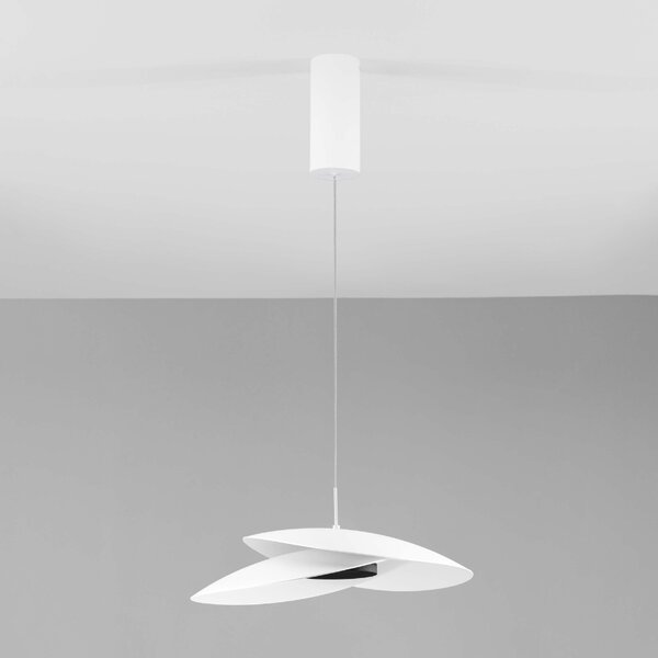 Bílé kovové závěsné LED světlo Nova Luce Olea 48 cm
