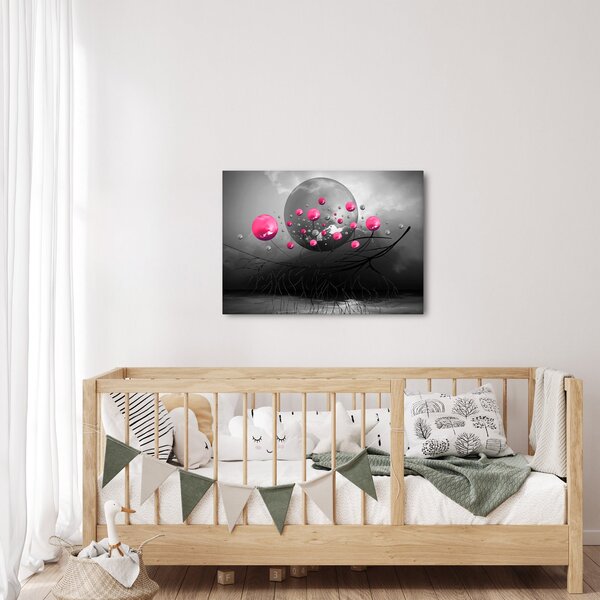 Obraz růžových abstraktních koulí (70x50 cm)