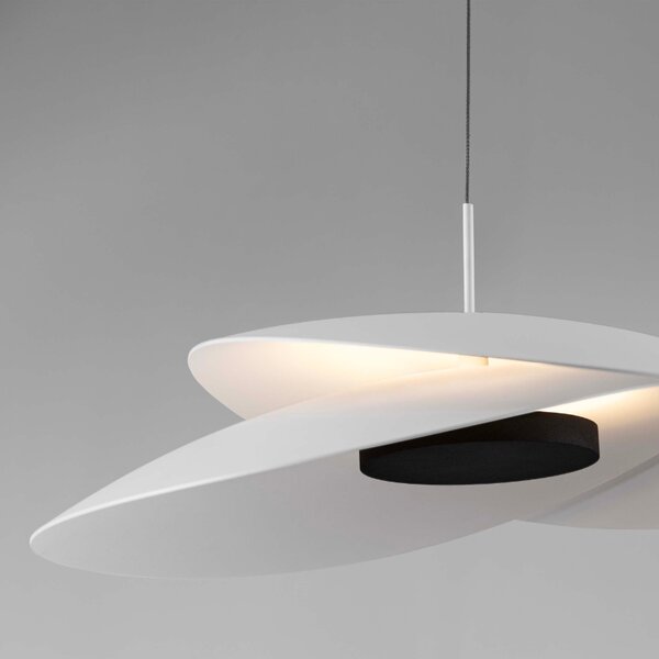 Bílé kovové závěsné LED světlo Nova Luce Olea 48 cm