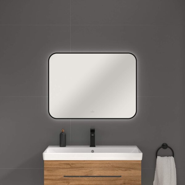 Villeroy & Boch zrcadlo 80x60 cm obdélníkový s osvětlením černá A4908000