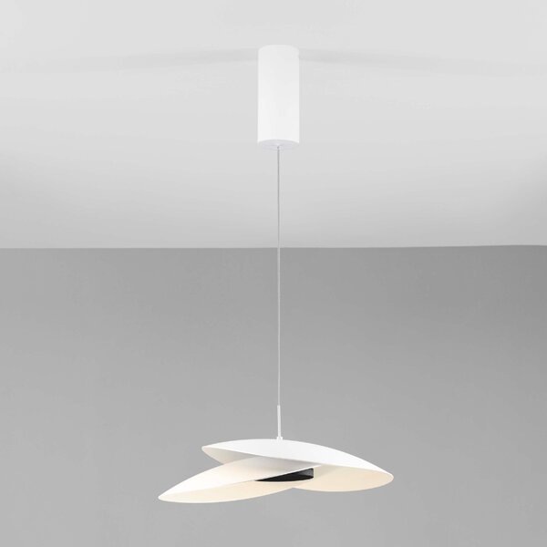 Bílé kovové závěsné LED světlo Nova Luce Olea 48 cm