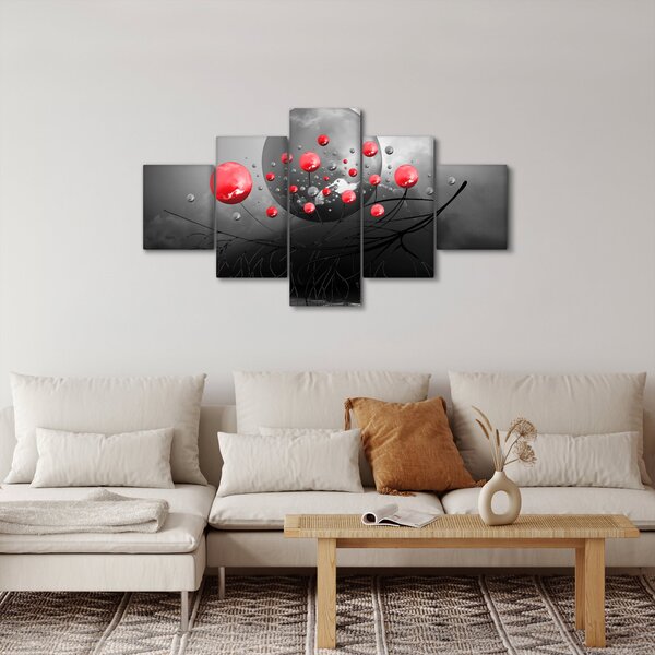 Obraz červených abstraktních koulí (125x70 cm)