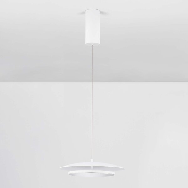 Bílé kovové závěsné LED světlo Nova Luce Olos 35 cm