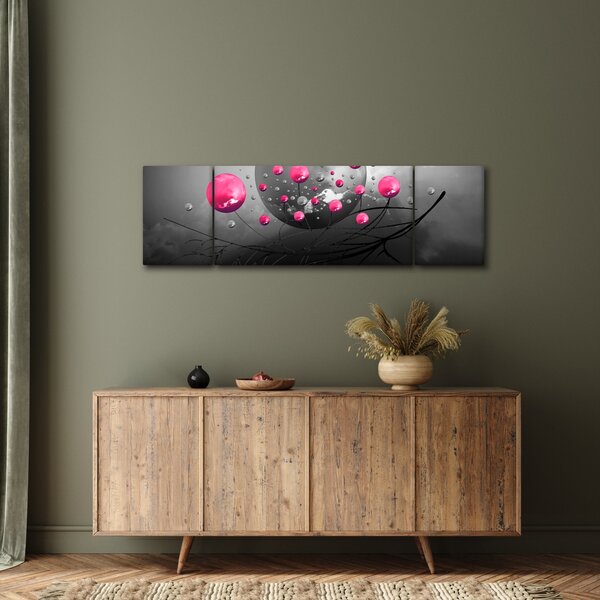 Obraz růžových abstraktních koulí (170x50 cm)