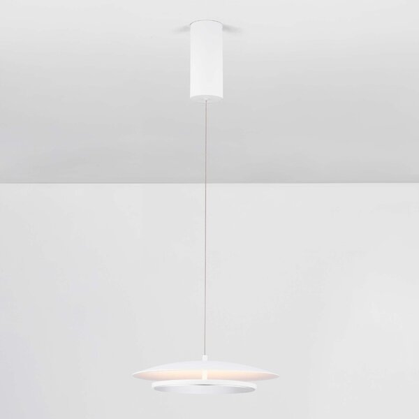 Bílé kovové závěsné LED světlo Nova Luce Olos 35 cm