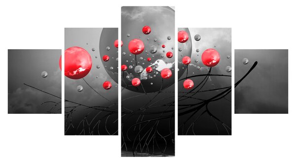 Obraz červených abstraktních koulí (125x70 cm)