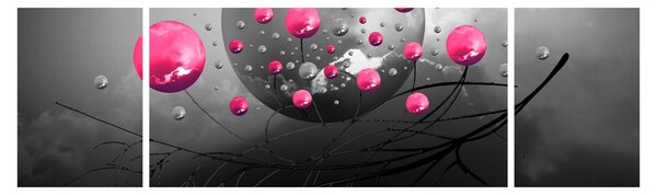 Obraz růžových abstraktních koulí (170x50 cm)