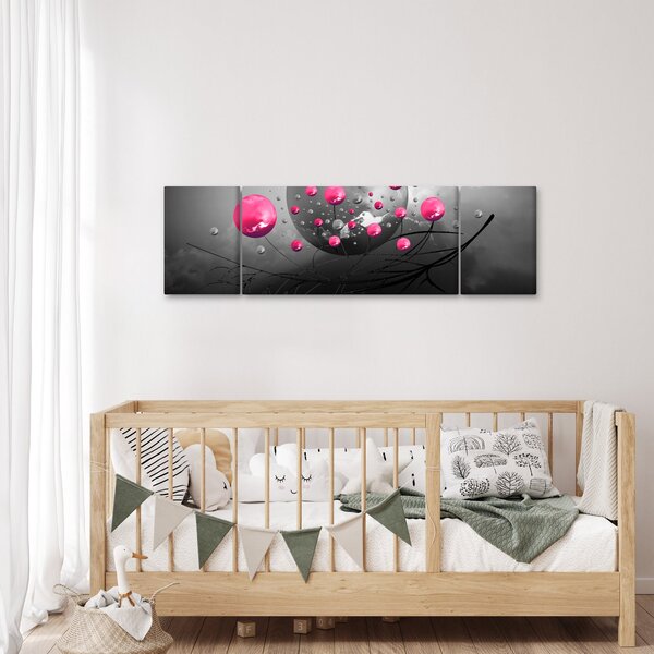 Obraz růžových abstraktních koulí (170x50 cm)