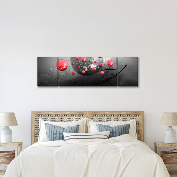 Obraz červených abstraktních koulí (170x50 cm)
