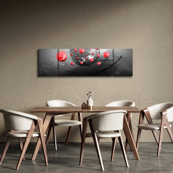 Obraz červených abstraktních koulí (170x50 cm)