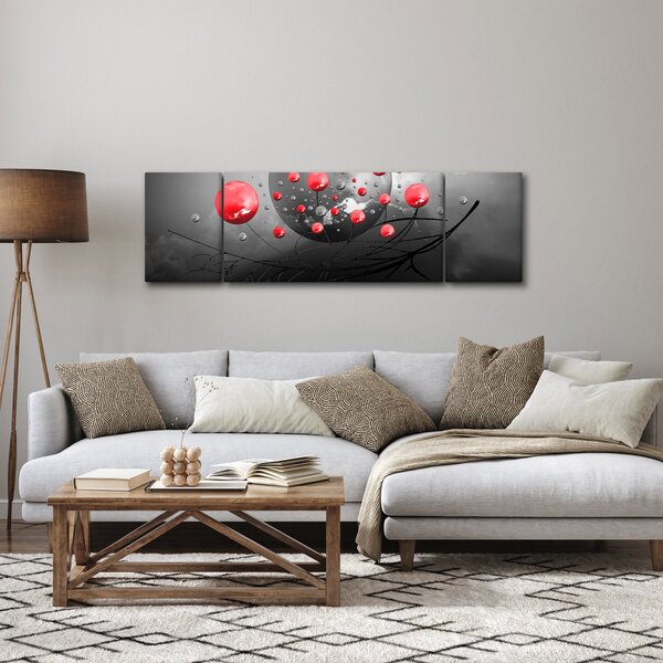 Obraz červených abstraktních koulí (170x50 cm)