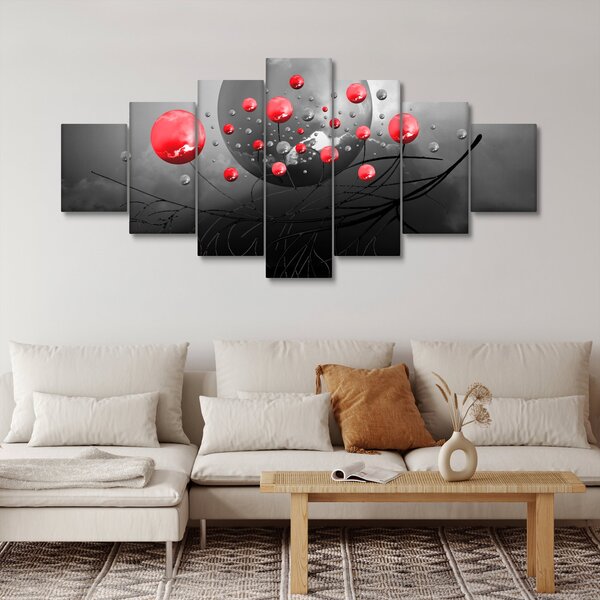 Obraz červených abstraktních koulí (210x100 cm)