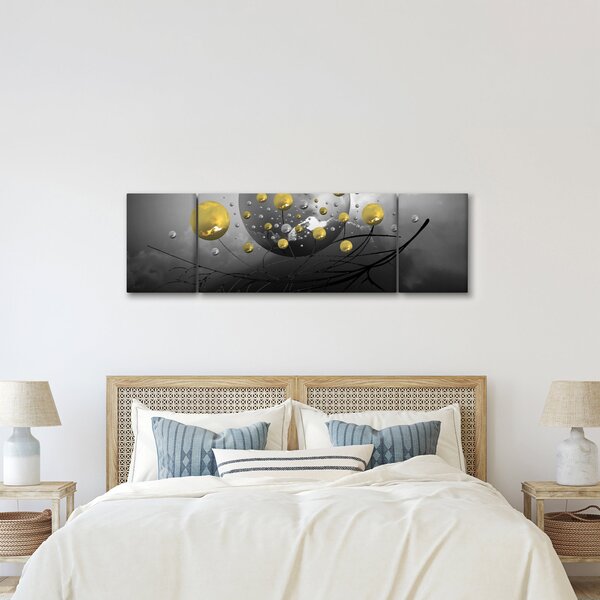 Obraz zlatých abstraktních koulí (170x50 cm)