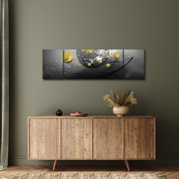 Obraz zlatých abstraktních koulí (170x50 cm)