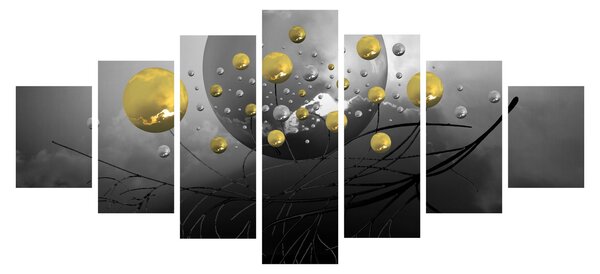 Obraz zlatých abstraktních koulí (210x100 cm)