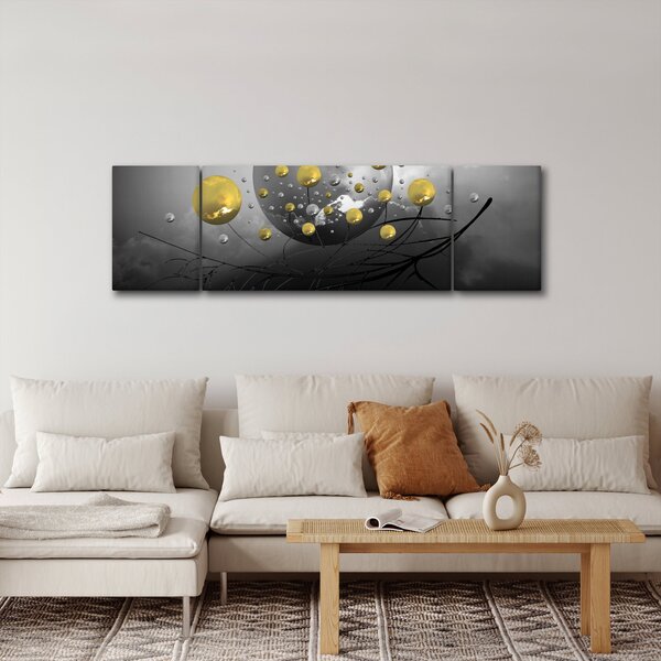 Obraz zlatých abstraktních koulí (170x50 cm)
