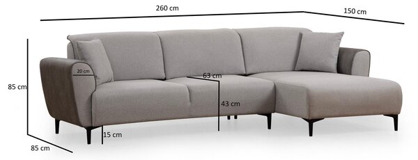 Rohová sedačka Aronaso (P) (šedá). Akce -25%