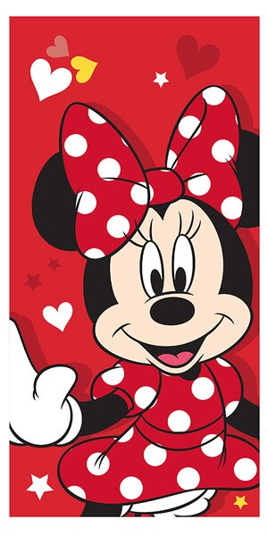 Jerry Fabrics Dětská osuška MINNIE - Red heart 70x140 cm