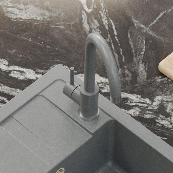 Šedý kuchyňský granitový dřez QUADRON GO- SMART + BATERIE