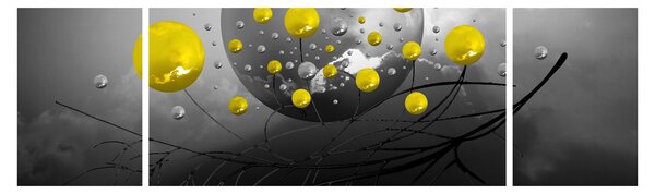 Obraz - žluté abstraktní koule (170x50 cm)