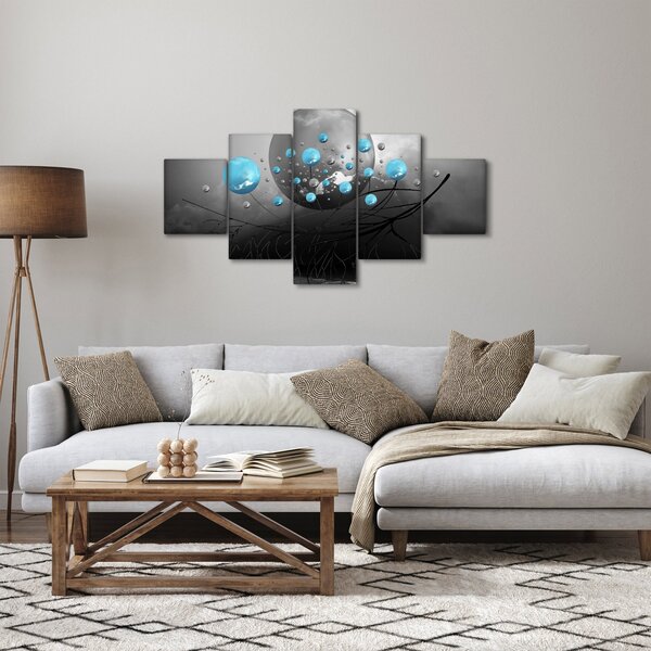 Obraz - světle modré abstraktní koule (125x70 cm)