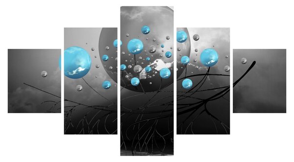 Obraz - světle modré abstraktní koule (125x70 cm)