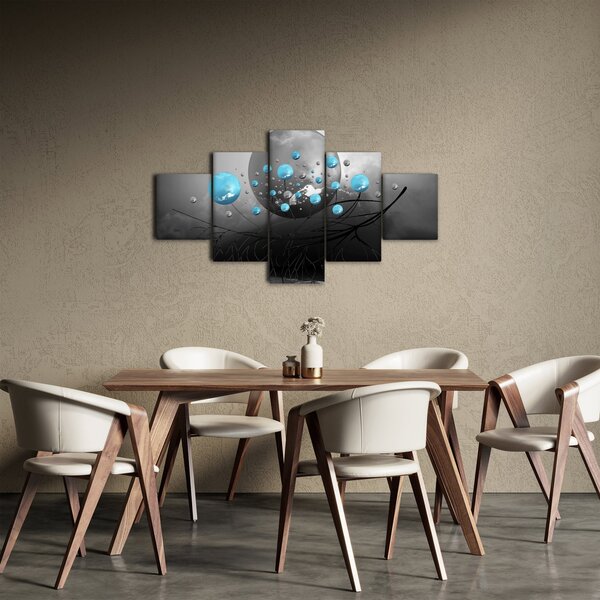 Obraz - světle modré abstraktní koule (125x70 cm)