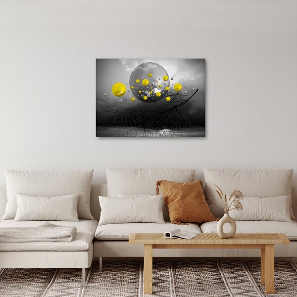Obraz - žluté abstraktní koule (70x50 cm)