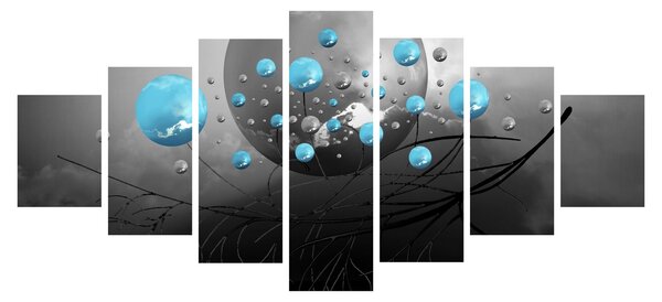 Obraz - světle modré abstraktní koule (210x100 cm)