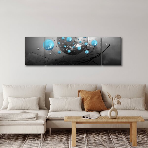 Obraz - světle modré abstraktní koule (170x50 cm)