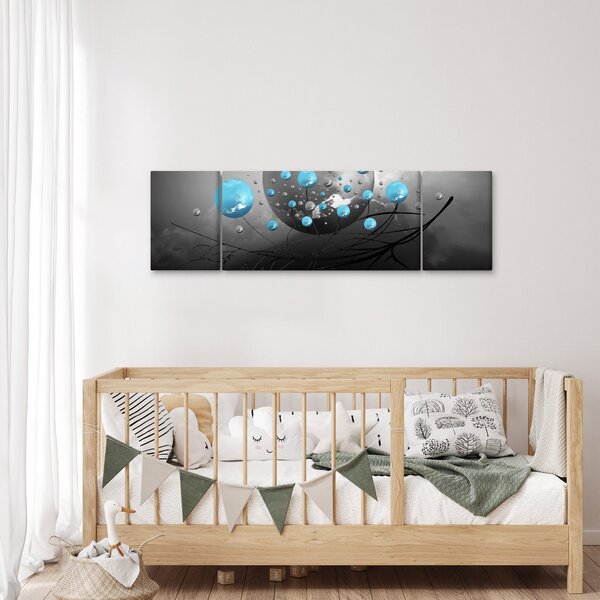 Obraz - světle modré abstraktní koule (170x50 cm)
