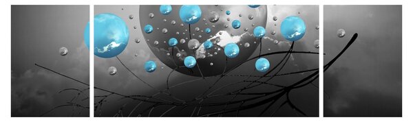 Obraz - světle modré abstraktní koule (170x50 cm)