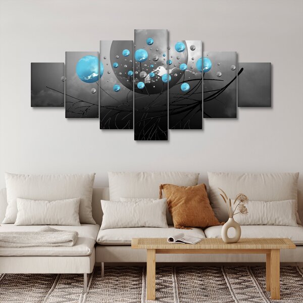 Obraz - světle modré abstraktní koule (210x100 cm)