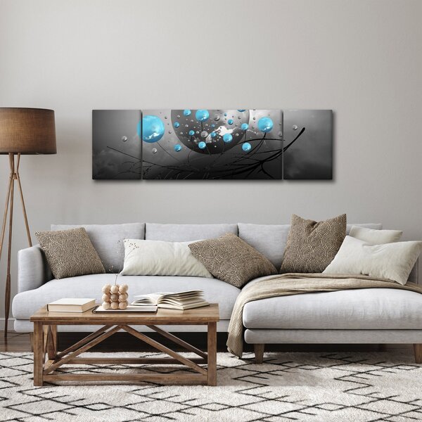 Obraz - světle modré abstraktní koule (170x50 cm)