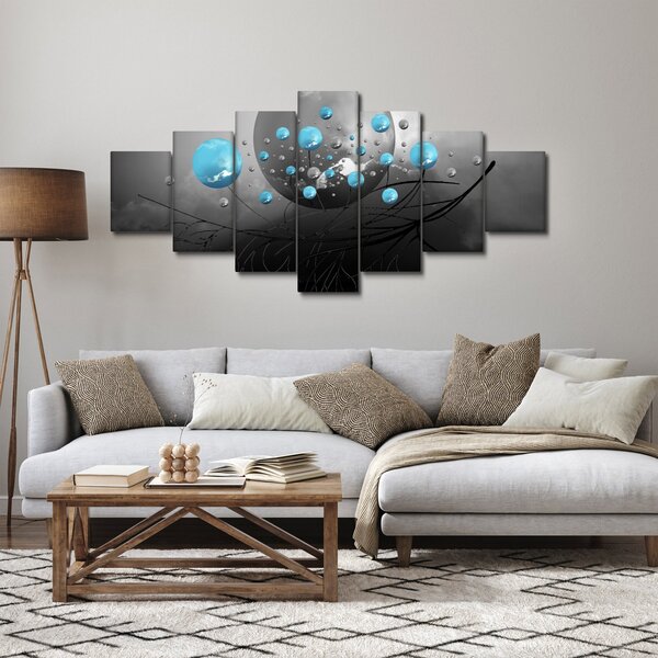Obraz - světle modré abstraktní koule (210x100 cm)