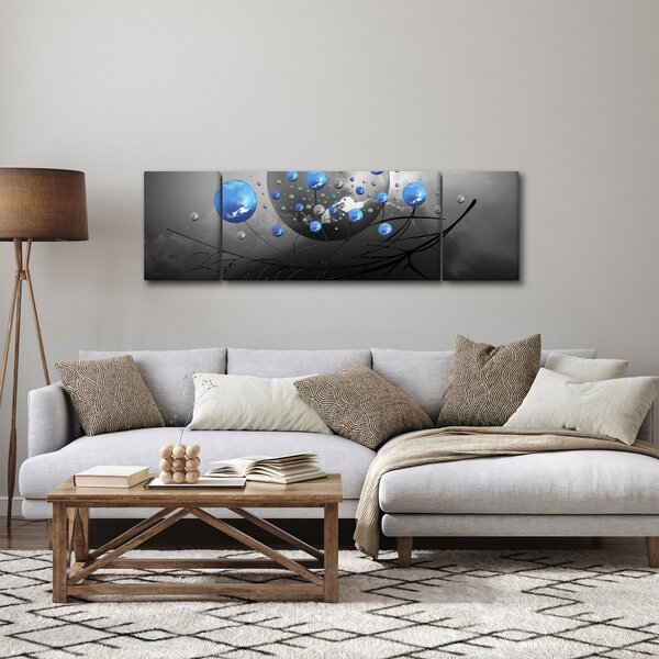Obraz modrých abstraktních koulí (170x50 cm)