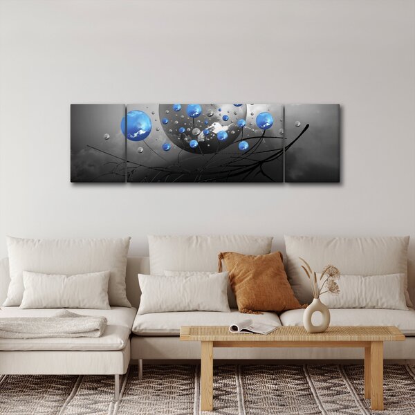 Obraz modrých abstraktních koulí (170x50 cm)