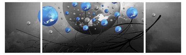Obraz modrých abstraktních koulí (170x50 cm)