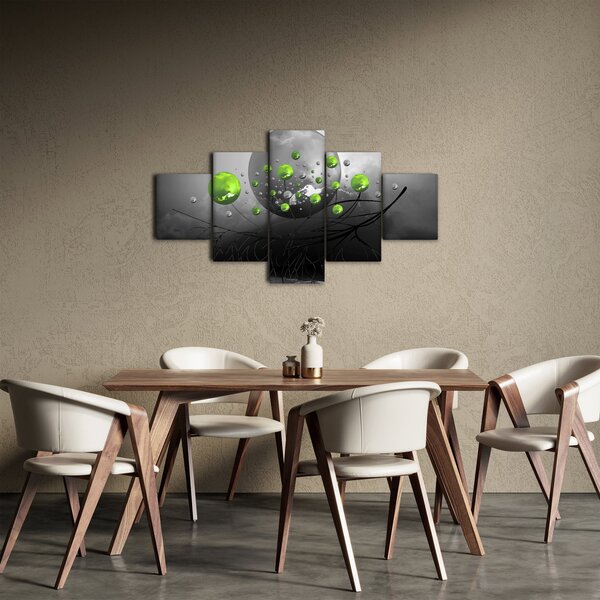 Obraz zelených abstraktních koulí (125x70 cm)