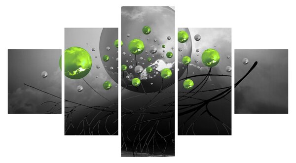 Obraz zelených abstraktních koulí (125x70 cm)
