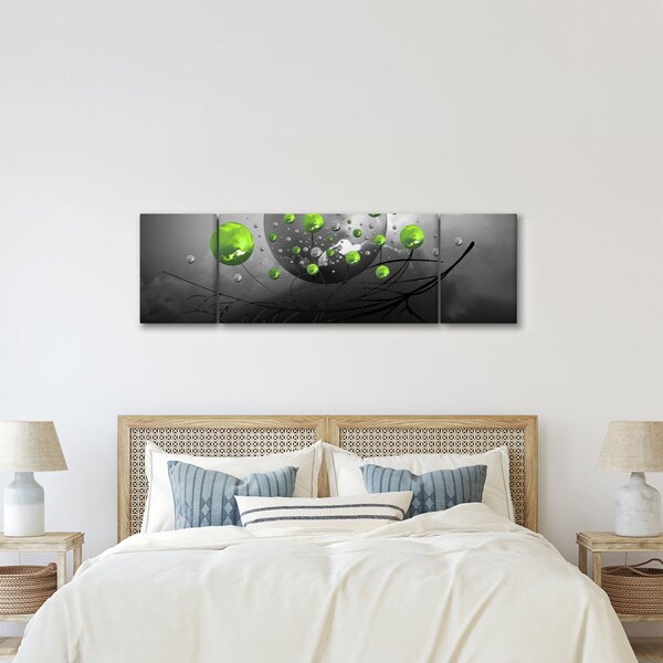 Obraz zelených abstraktních koulí (170x50 cm)