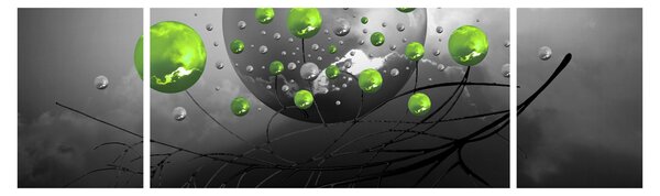 Obraz zelených abstraktních koulí (170x50 cm)