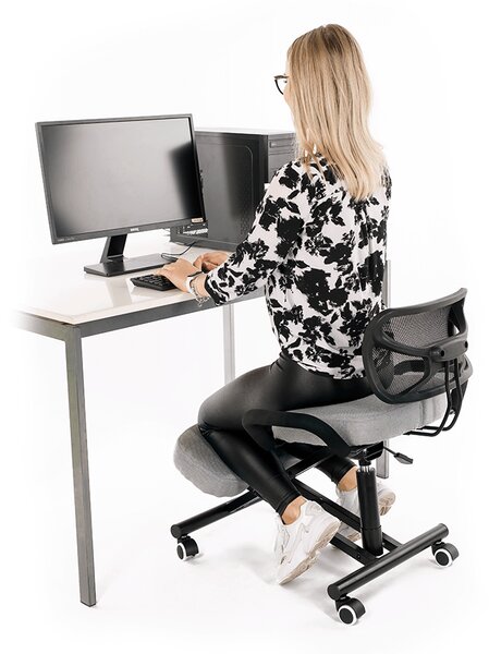 KONDELA Ergonomická kľakačka, šedohnědá taupe / černá, RUFUS